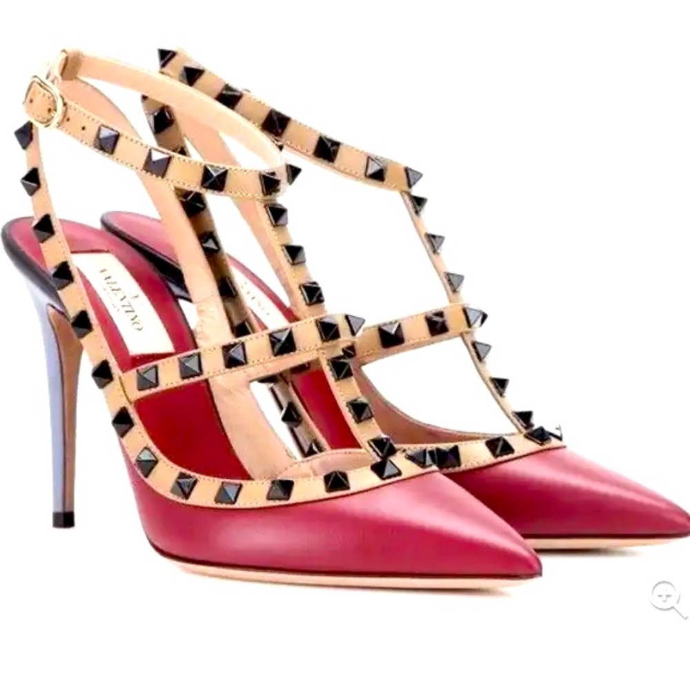 Valentino Garavani Lacquered Rockstud Leather Maroon/Red & Blue Pumps 36EU/6 US - Picture 1 of 16
